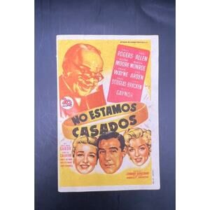 1952 Spanish Marilyn Monroe Movie Herald Handbill We're Not Married Hollywood